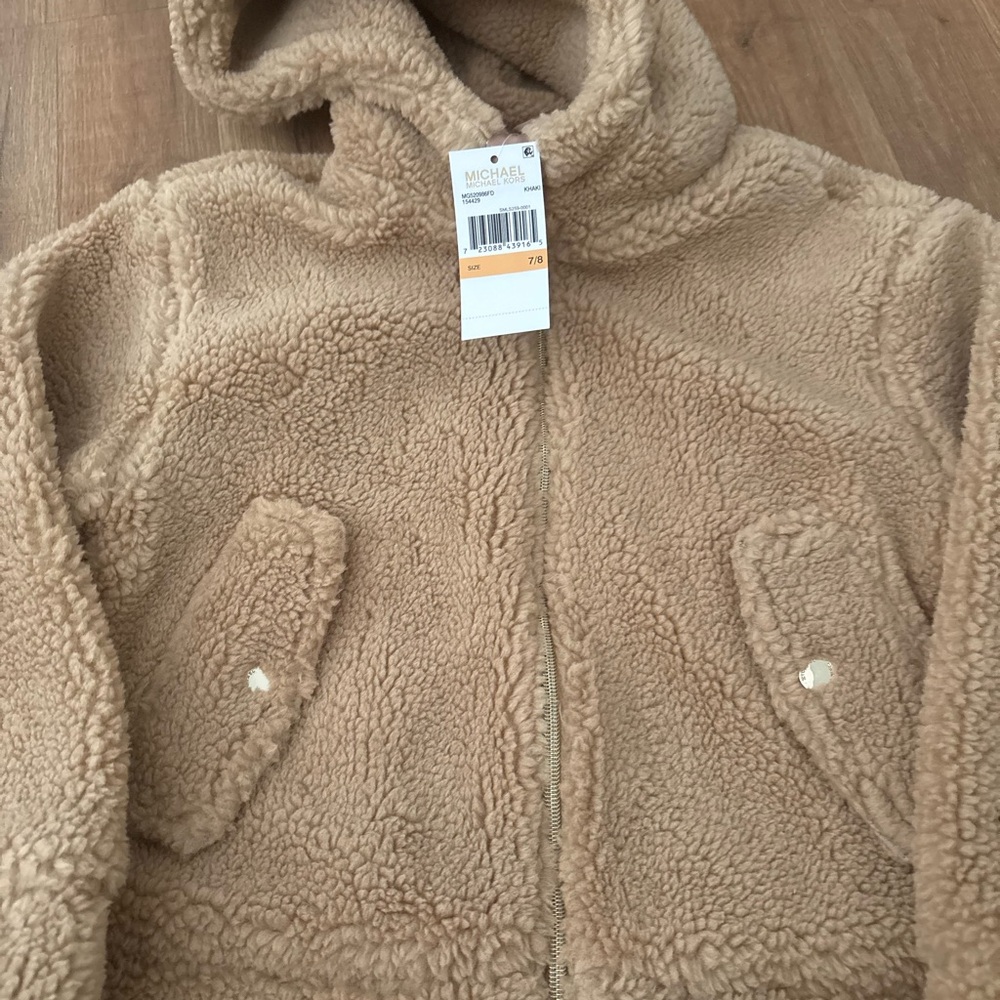 Michael Kors Kids Beige Fleece Puffer Jacket